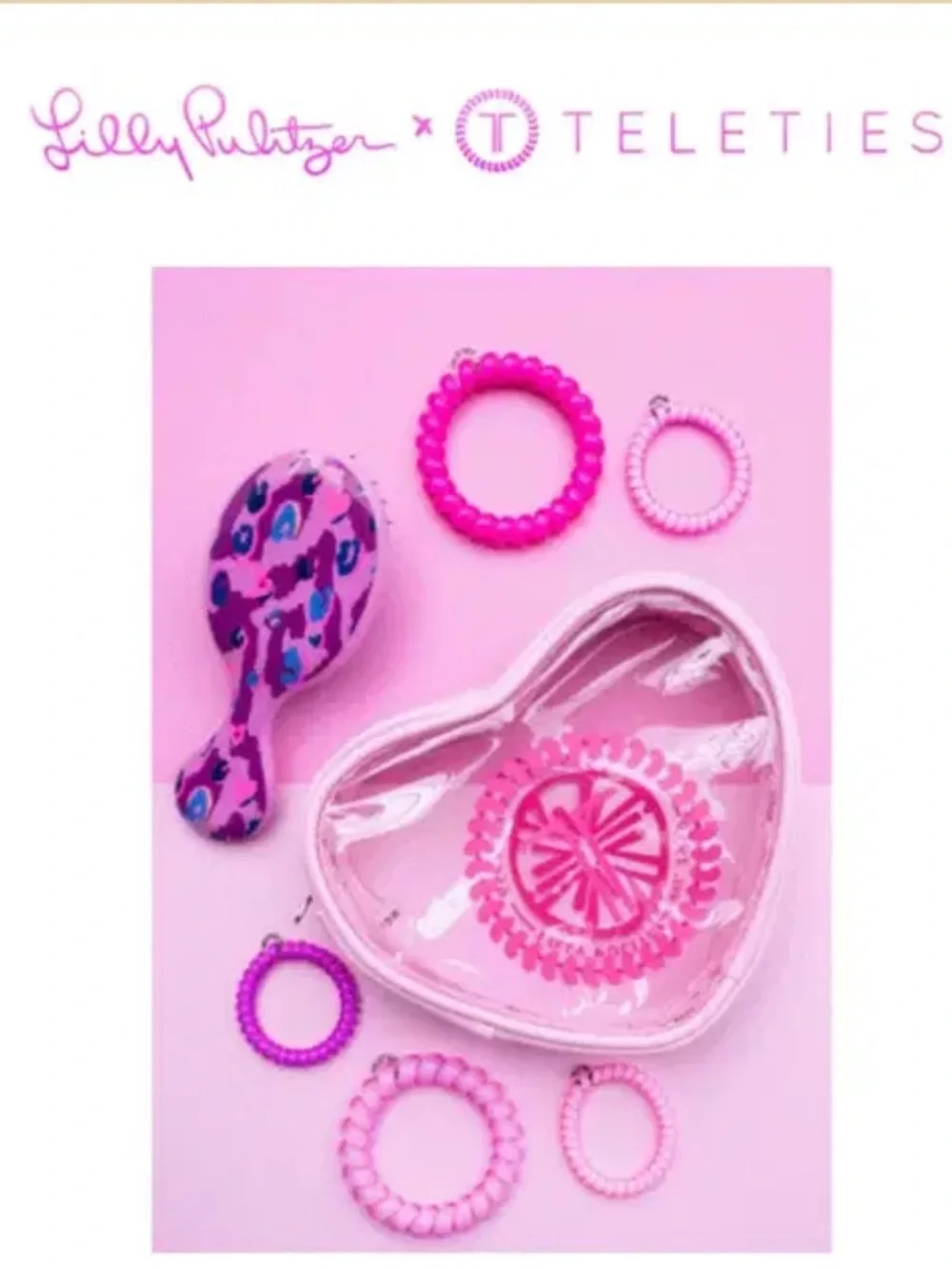 Lilly Pulitzer TELETIES hair ties heart set - new in packaging